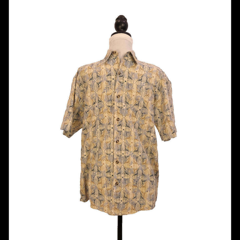 Half Moon Bay Men’s Small Silk Hawaiian Button-Up Shirt Casual Short Sleeve